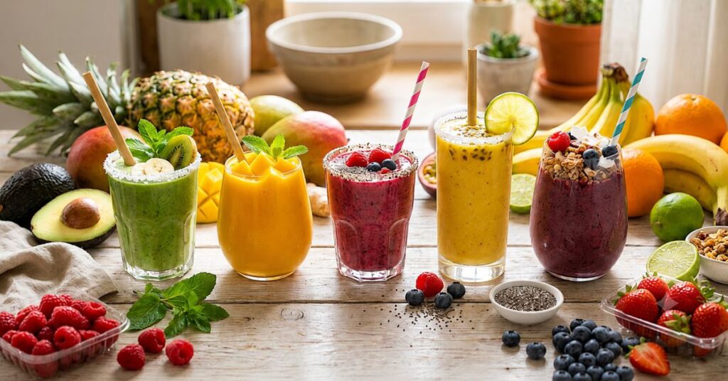 Best smoothie recipes for weight loss in colorful glasses