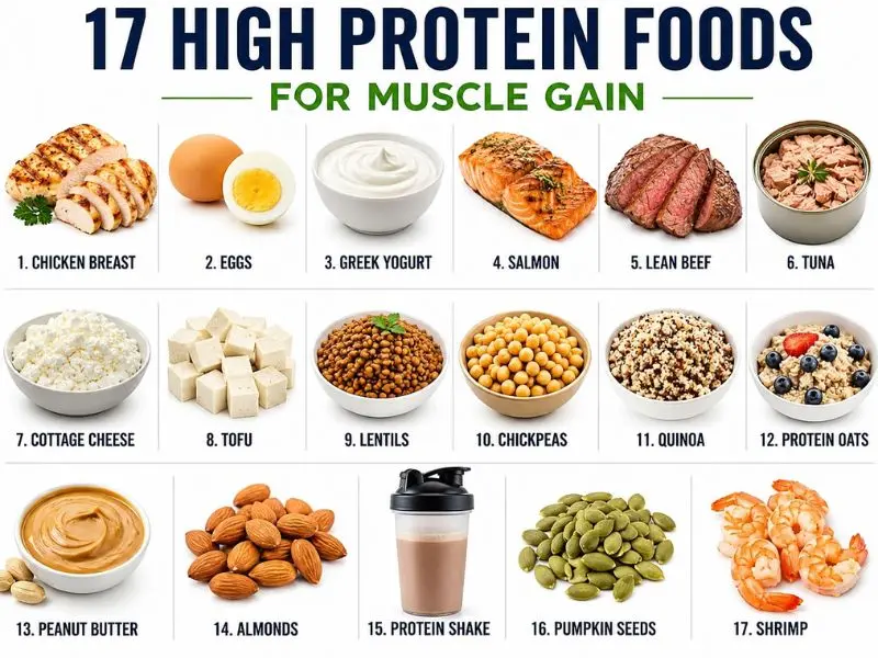 17 high protein foods for muscle gain list