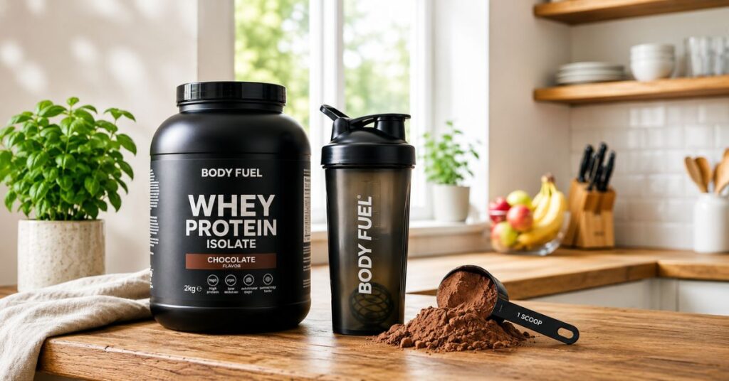 best whey protein for weight loss with shaker bottle and protein powder scoop