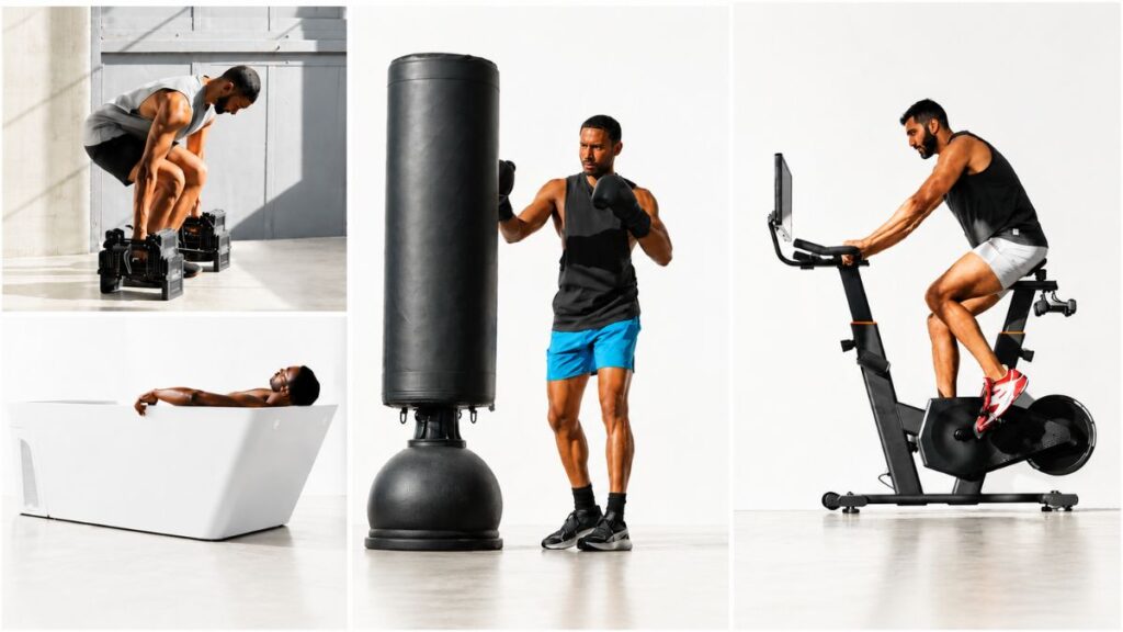 Gym bicycle for weight loss workout in a modern fitness gym
