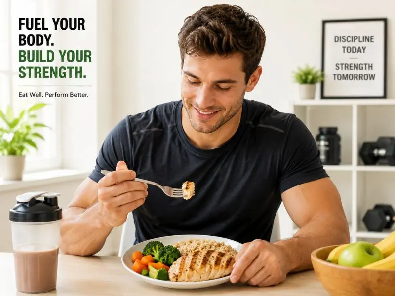 Healthy lifestyle with high protein meals for muscle gain