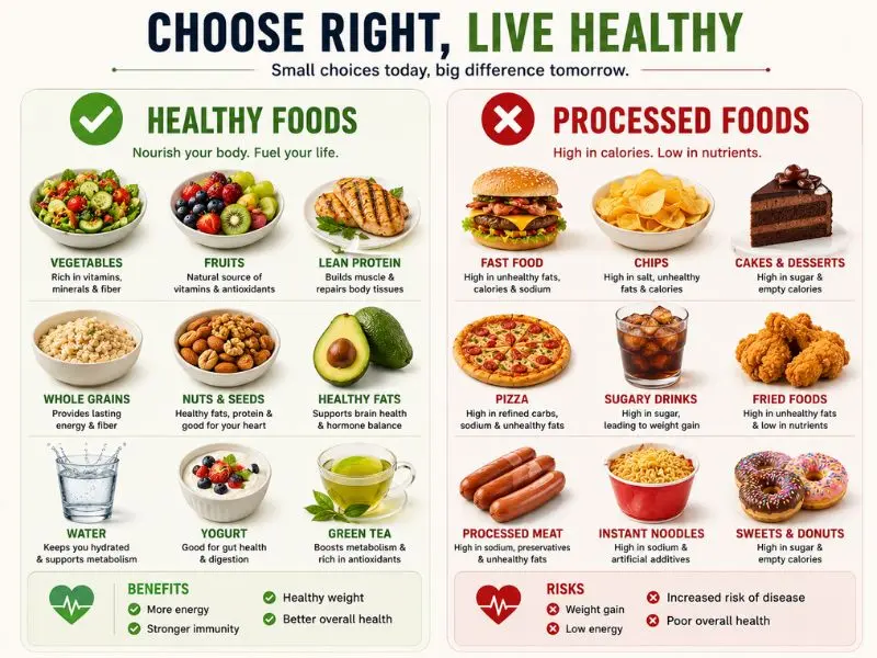 Healthy foods versus processed foods for fat loss and muscle gain