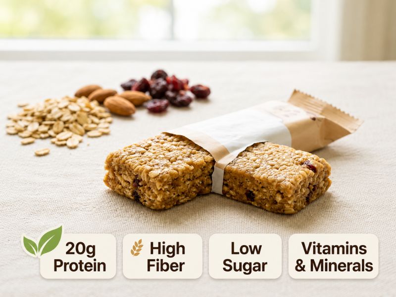 High protein low sugar meal replacement nutrition infographic
