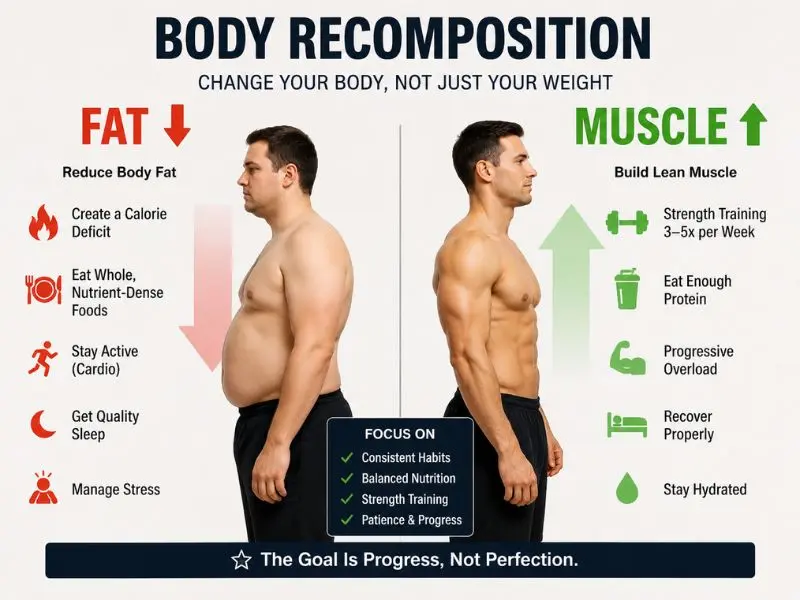 body recomposition fat loss and muscle gain