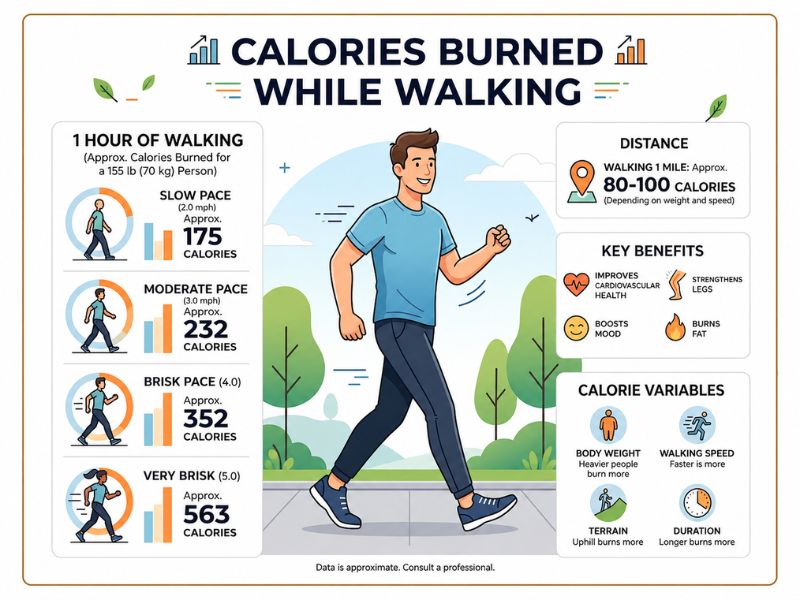 How walking for weight loss burns calories infographic