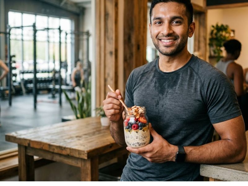 Healthy lifestyle with overnight oats for weight loss