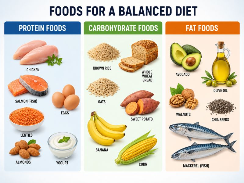 Examples of protein carb and healthy fat foods