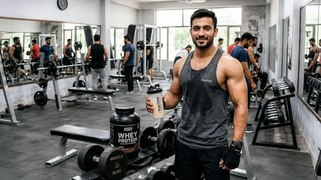 Protein shake muscle gain with whey protein after gym workout