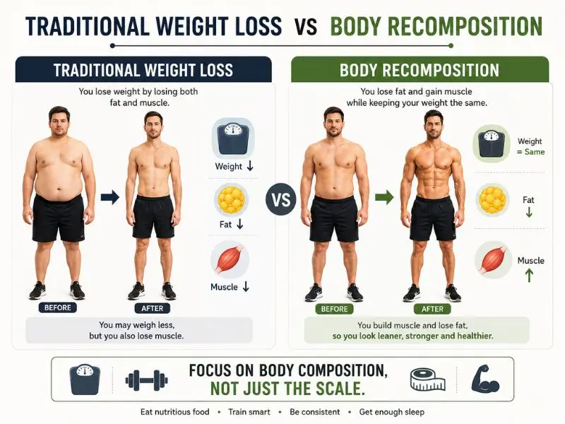 body recomposition versus traditional weight loss comparison