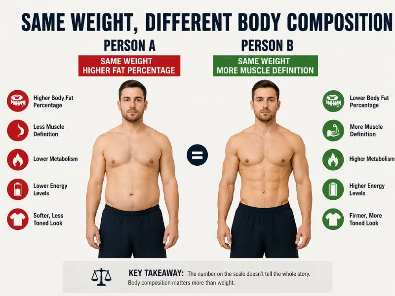 difference between body weight and body composition