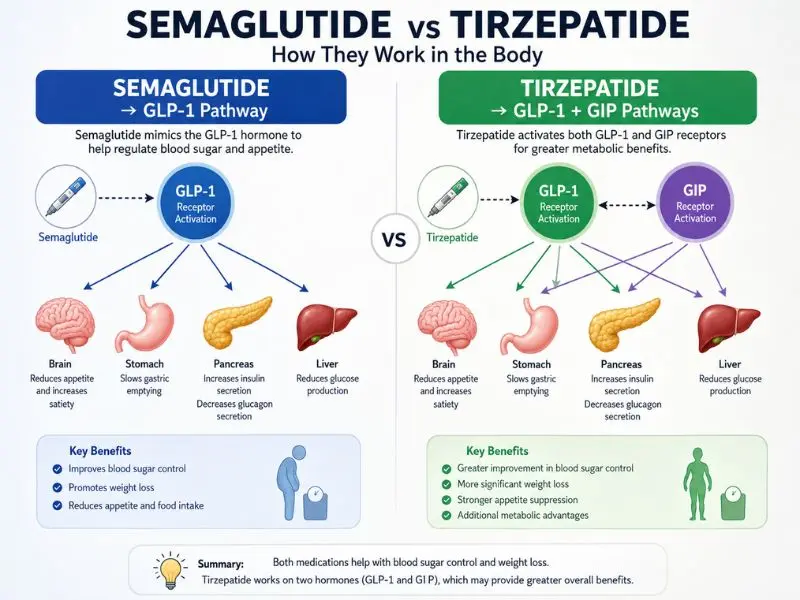 Semaglutide and tirzepatide pathways for weight management