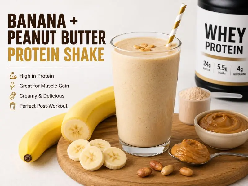Banana peanut butter protein shake for muscle gain