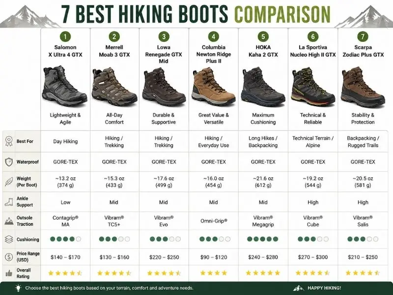 hiking boots for plantar fasciitis comparison