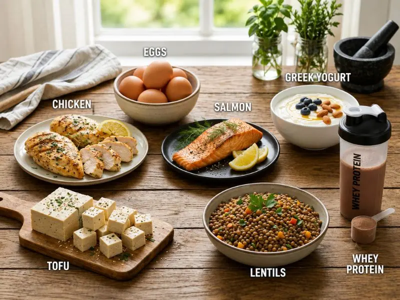 Best protein foods to meet how much protein per day to gain muscle