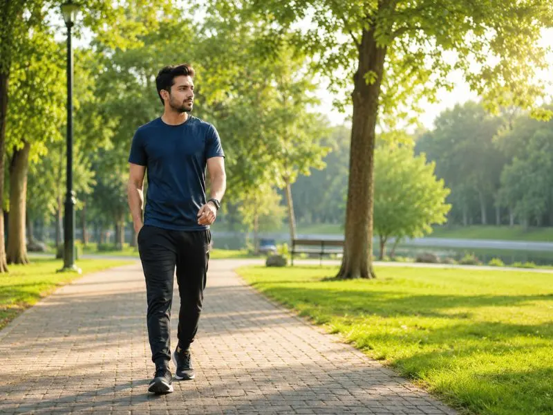 walking outdoors to clear your mind
