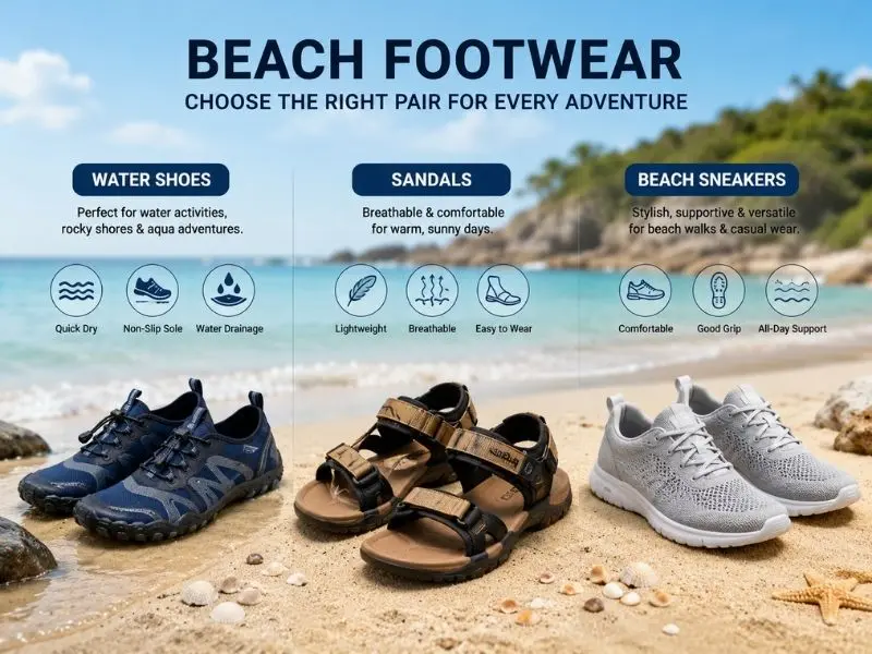 different types of shoes for beach walking