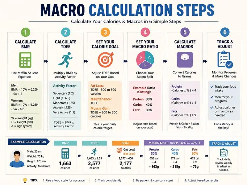 How to calculate macros for weight loss and muscle gain step by step
