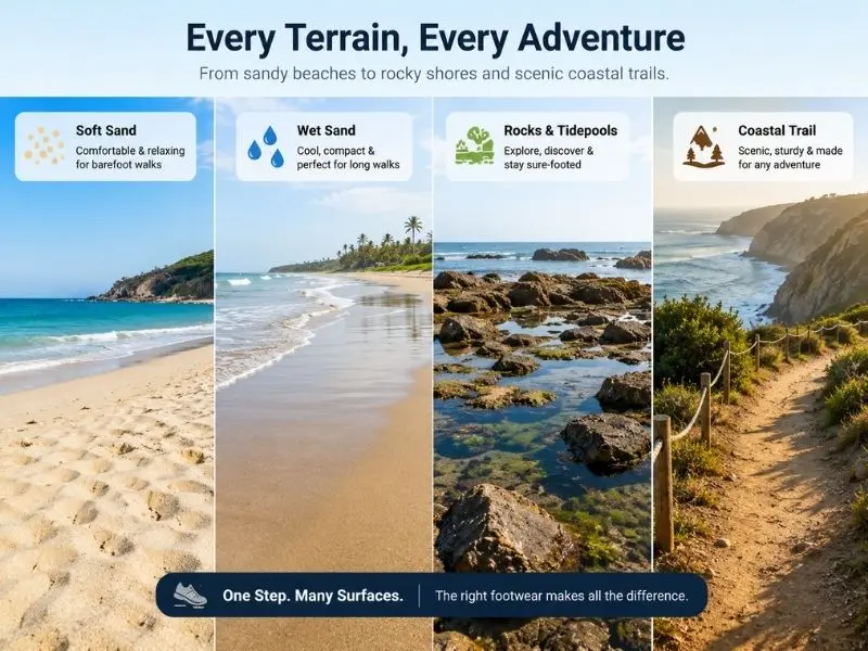 choosing beach walking shoes for different surfaces
