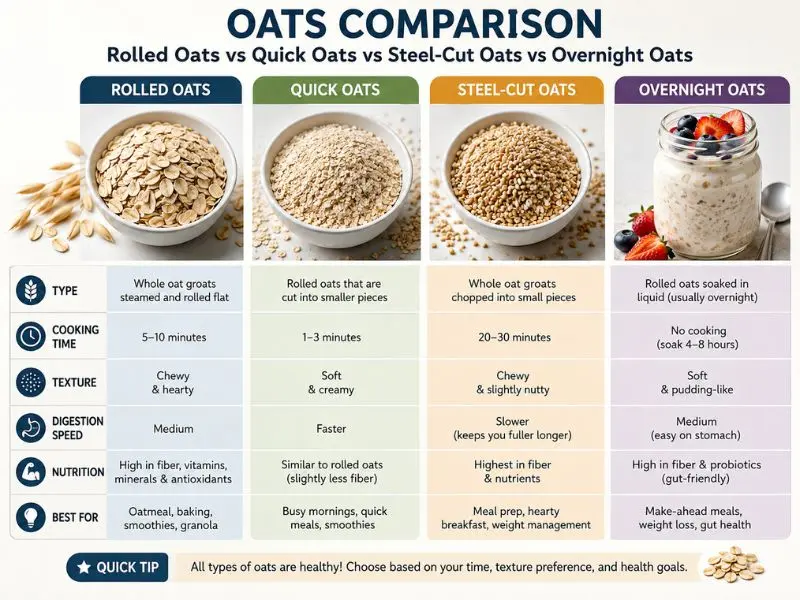 Different types of oats for a muscle-building diet