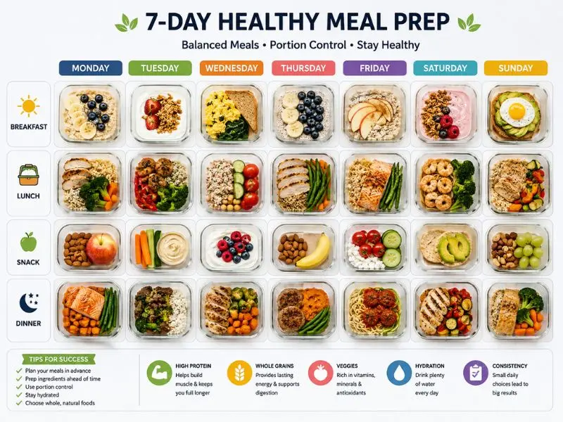 7 day healthy meal plan for muscle gain and fat loss