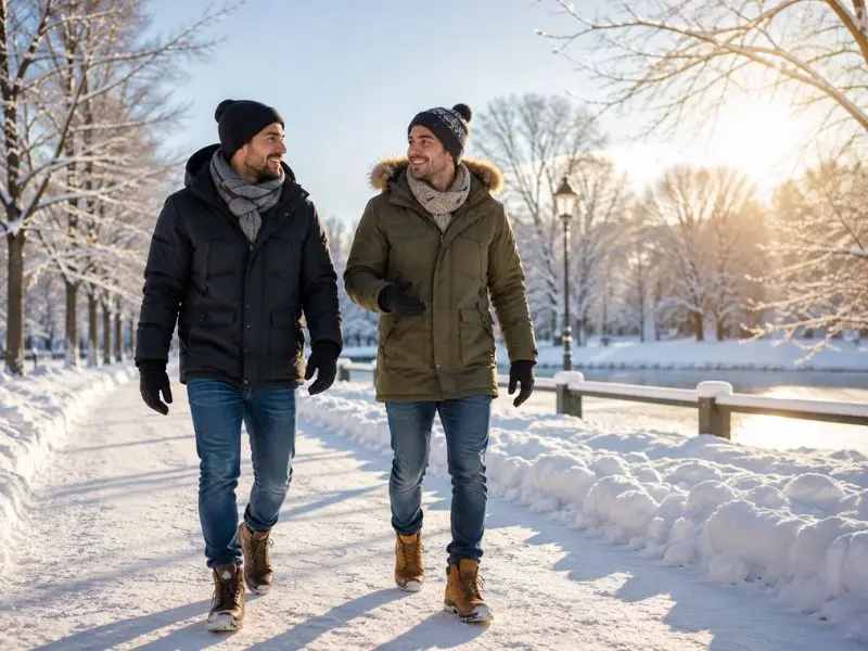 Staying motivated for winter walking with a friend