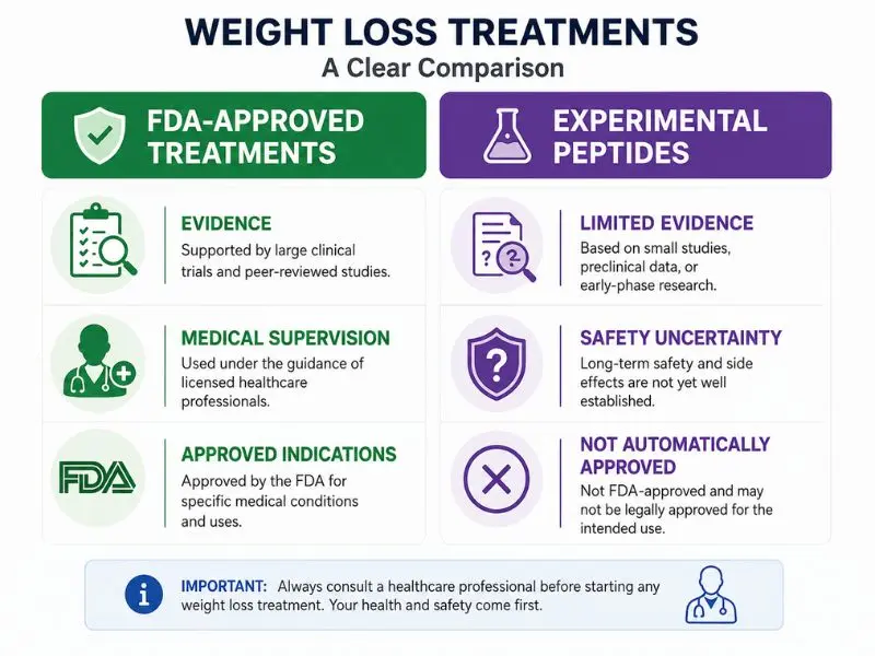 FDA-approved and experimental peptides comparison