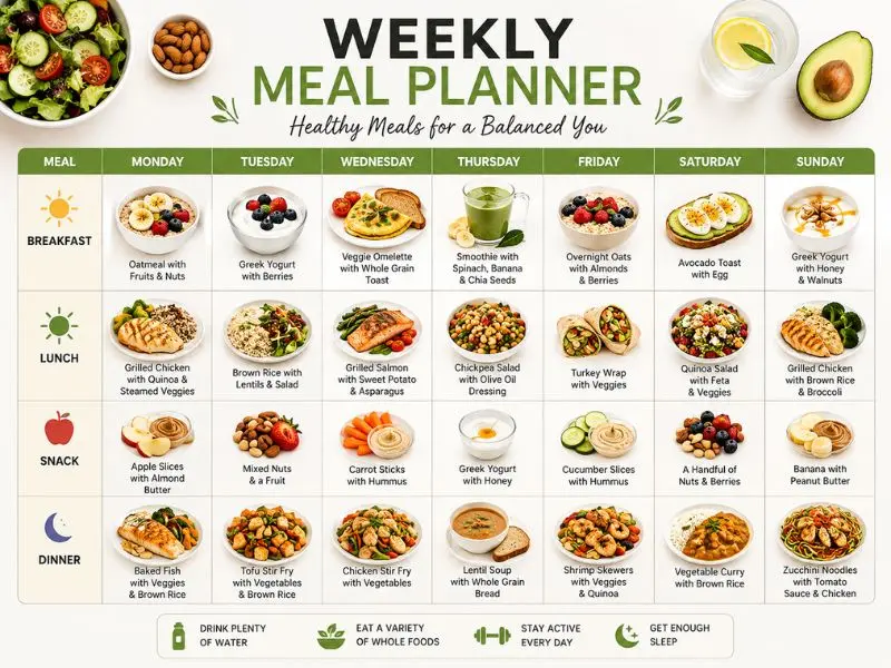 weekly 7 day meal plan to gain muscle mass