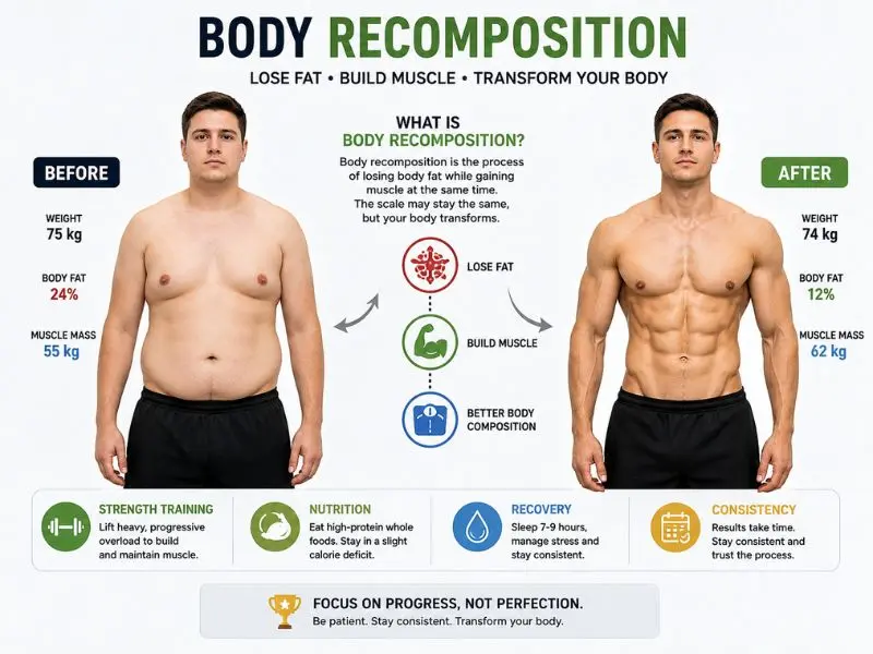 Body recomposition for losing fat and gaining muscle