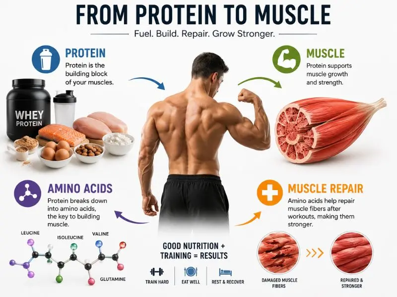 How much protein per day to gain muscle explained with protein benefits