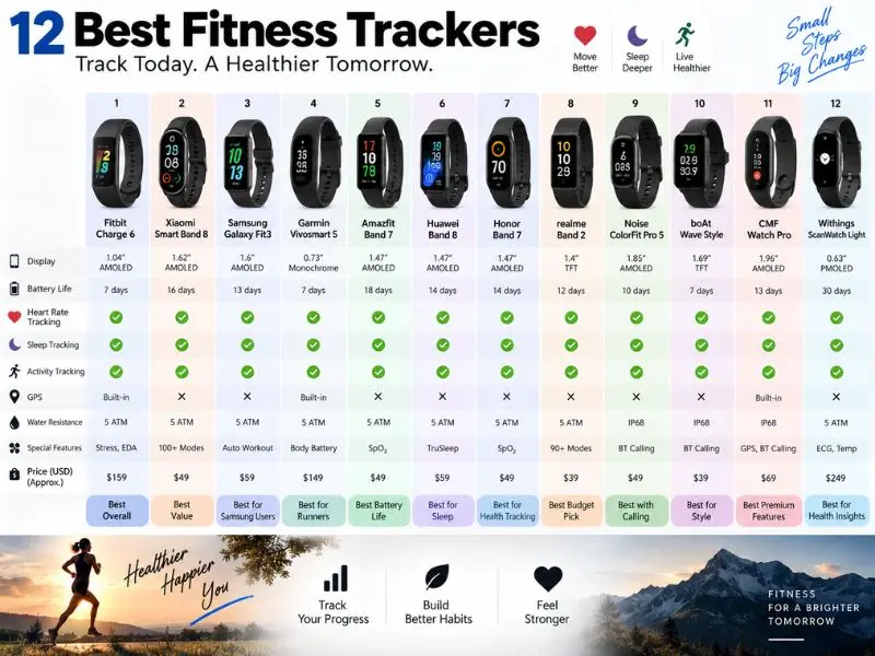 comparison of the best fitness trackers