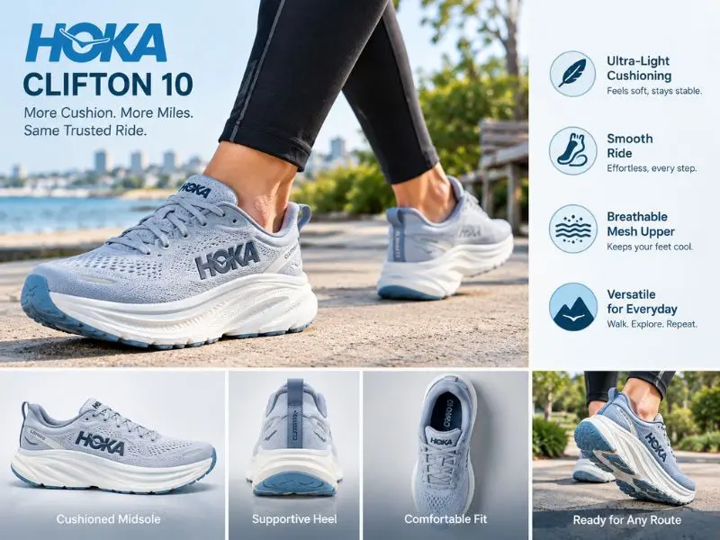 HOKA Clifton 10 walking shoes