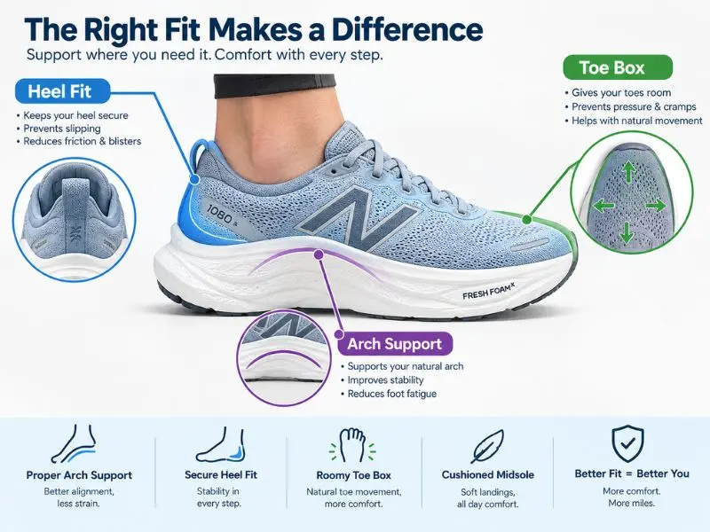 proper fit for high arch walking shoes