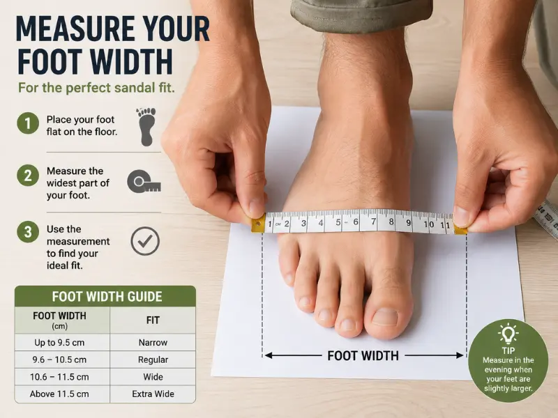 how to measure foot width for sandals