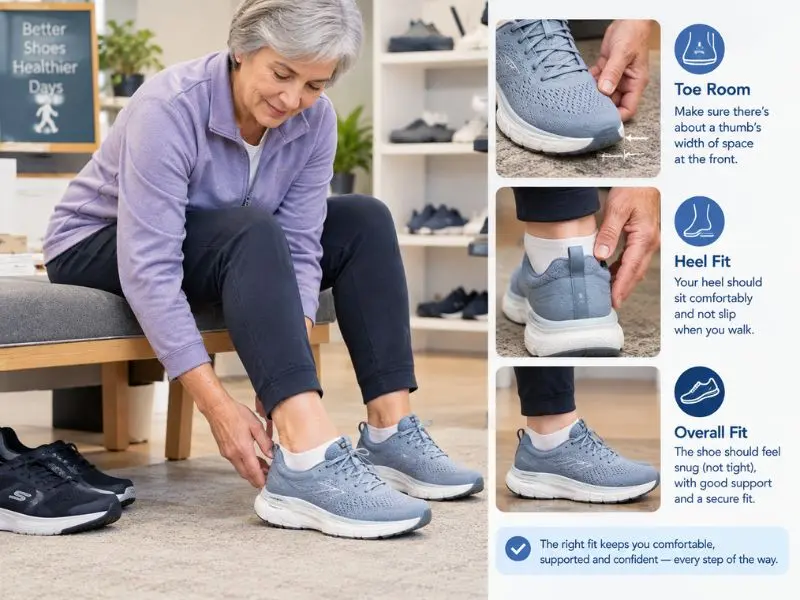 How seniors can check walking shoe fit and toe room