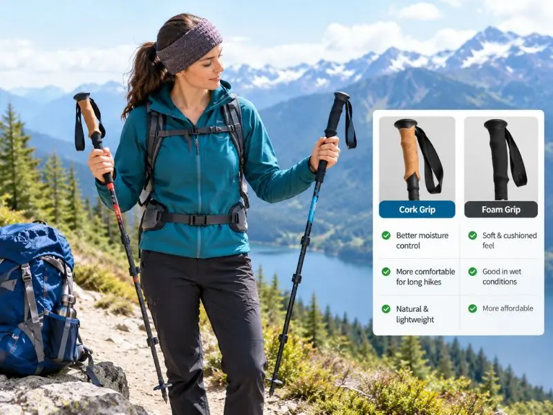 hiker comparing the best trekking poles