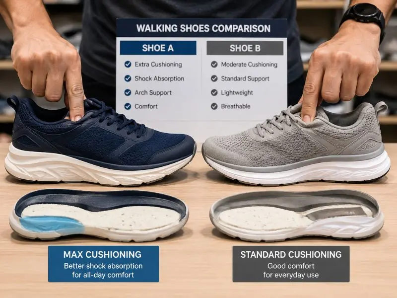 walking shoes being tested for comfort and support