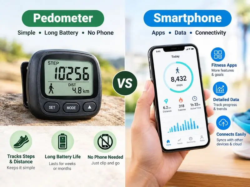 pedometer vs smartphone step counter for tracking steps