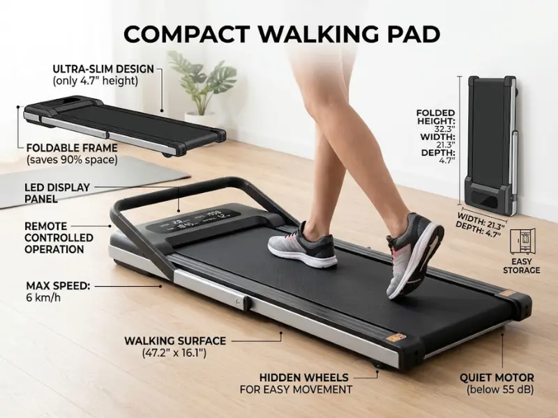 compact walking pad treadmill for home and office