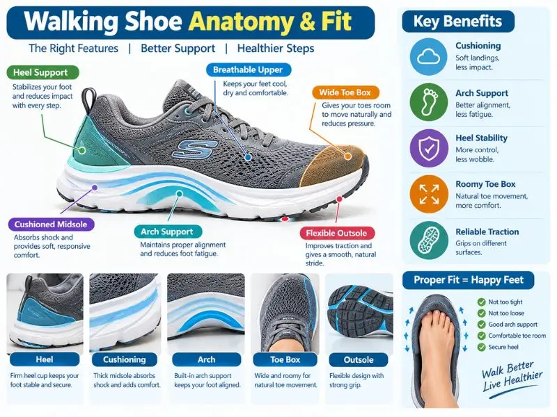 walking shoe features for plantar fasciitis