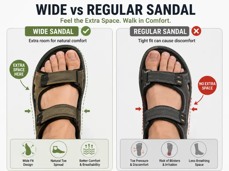 wide width sandals compared with regular sandals